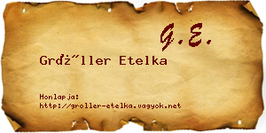 Gröller Etelka névjegykártya